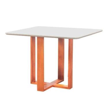 Imagem de Mesa de Jantar Zaya 140x90 Tampo Laqueado Pés Madeira Maciça - Árvore 