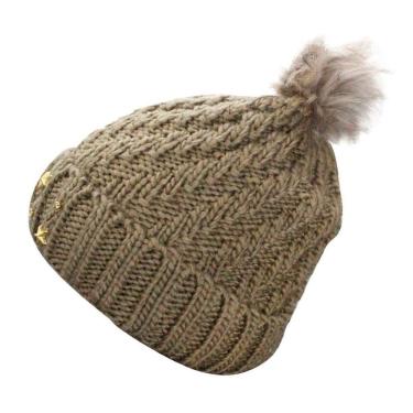 Imagem de Touca Gorro Adulto Marrom Pompom Tamanho Único