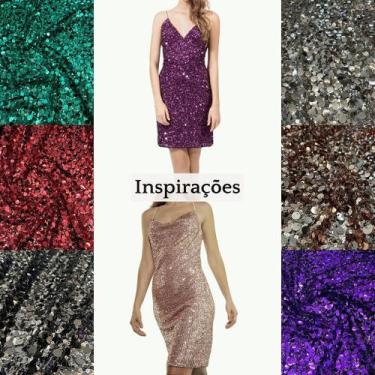 Imagem de Tecido Tule com Paetê Bordado 1,50m para Roupas e Vestidos Femininos -