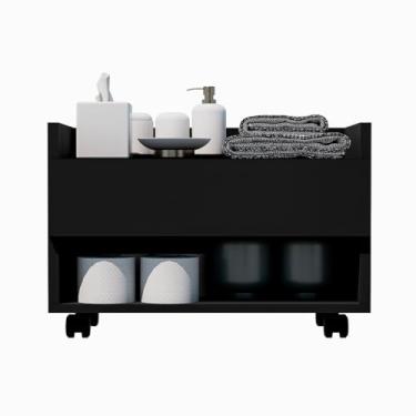 Imagem de Armário Gaveteiro Para Banheiro Com Rodinhas Organizdor Multiuso(PRETO)