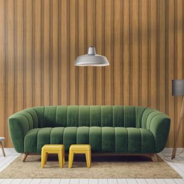 Imagem de Papel de Parede PREMIUM 10 metros = 2 Rolos de 5m X 45cm Madeira Ripado Autoadesivo Sala, Quarto, Escritório