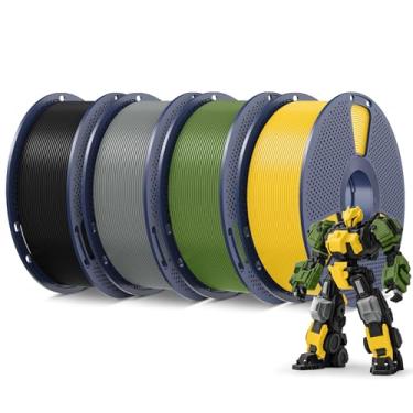 Imagem de SUNLU 4KG PLA Plus 3D Filamento 1,75mm, Filamento PLA+ Compatível com a Maioria das Impressoras FDM, Carretel de 1kg, Preto+ Cinza+ Verde Oliva+Amarelo Vibrante