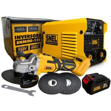 Imagem de Kit Mini Inversora De Solda MMA 120 Soldador Lixadeira A Bateria - Sne