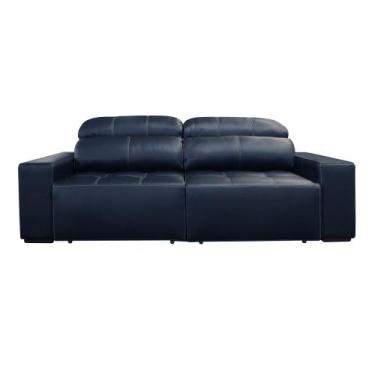 Imagem de Sofá 3 Lugares Retrátil Reclinável Levi 250cm Couro Azul Escuro - Sall