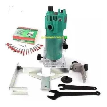 Imagem de Kit Tupia Laminadora 6mm 650w + Jogo De Fresas Tupia Com 15 Peças - Sa