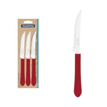 Imagem de Conjunto Facas Inox 3pc Leme Tramontina Vermelho No Voltagev
