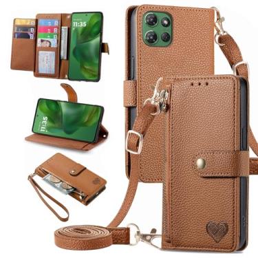 Imagem de Furiet Capa carteira para Motorola Moto G Power 5G 2025 bolsa de bolso com zíper com alça de pulso, suporte de couro PU flip fólio porta-cartões acessórios capa de celular para G5 mulheres meninas