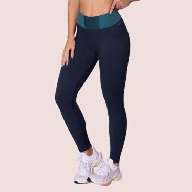 Imagem de Calça Legging Selene Fitness Academia Sem Costura, Azul e marinho, GG
