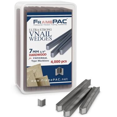 Imagem de FramePac Pregos em V para Molduras de Madeira Universal (UNI) 7 mm (1/4 polegadas) [Pacote de 4000 Unhas em V, Empilhadas] - (para uso em Pregador V Automático para Molduras, Pregador V Automático