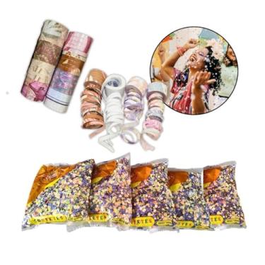 Imagem de Kit Carnaval 40 Rolos Serpentina Estampada 500g de Confete