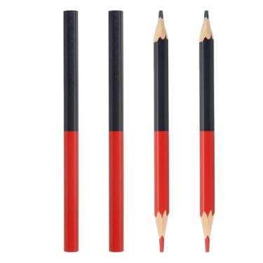 Imagem de PATIKIL Lápis de cor vermelho e azul, pacote com 4 lápis de madeira a granel HB grafite design de ponta dupla para materiais de escritório, engenharia, marcação, escrita, arte, desenho, materiais de