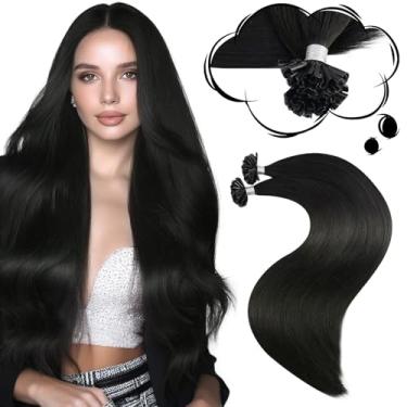 Imagem de Moresoo Extensões de cabelo humano K Tip extensões de cabelo humano preto natural ponta em U extensões de cabelo humano preto hot fusão remy cabelo humano para mulheres invisível 50S 50G 40 cm