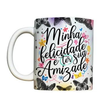Imagem de Caneca 325ml Minha felicidade é ter sua amizade amigas - LARANJA E MIM