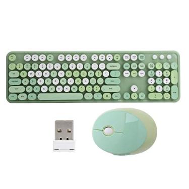 Imagem de Conjunto de teclado e mouse 2,4 Ghz sem fio 104 teclas conjunto de teclado para computador (verde)