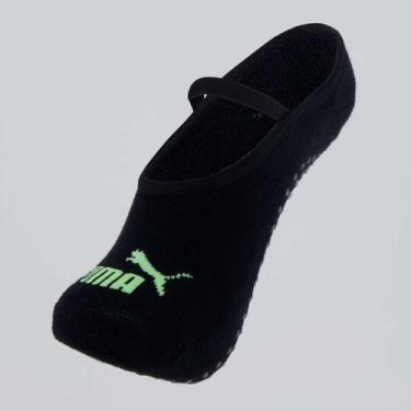 Imagem de Meia Puma Pilates Feminina Preta e Verde, 34-39