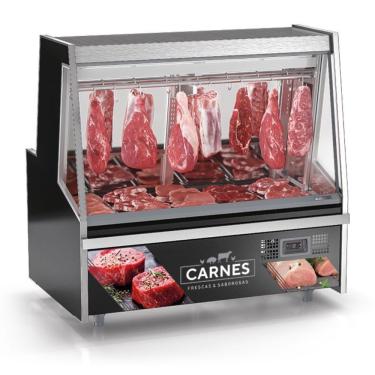 Imagem de Balcão Frigorífico Premium Turino Sem Depósito Gatp150a Gelopar Expositor De Carnes Preto 220v