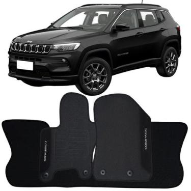 Imagem de Tapete Borracha Compass 2016 à 2025 Preto Pvc Logo Bordado Jogo 3 Peça