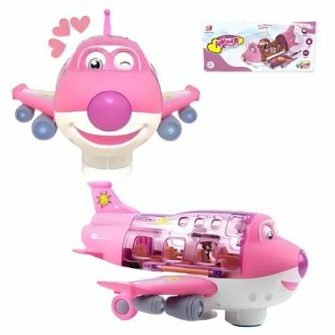 Imagem de Avião Musical Infantil Luz Gira Alegre Interativo Colorido - Alzza