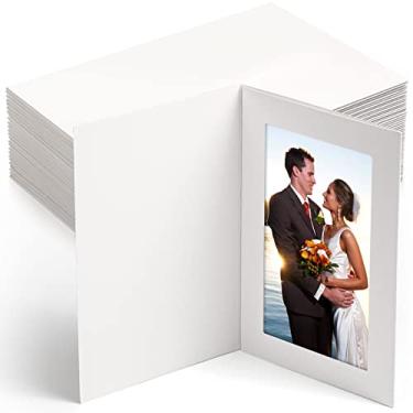 Imagem de Pacote com 150 pastas para fotos, porta-retratos de papelão, porta-retratos de Natal, casamento, formatura (10 x 15 cm, branco)