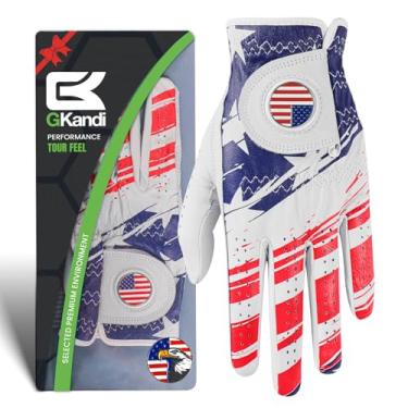 Imagem de Luvas de golfe masculinas cabretta de couro premium 1 pacote com 2 marcadores de bola, luva de golfe masculina para destros mão esquerda para todos os climas, tamanho pequeno médio ML grande GG