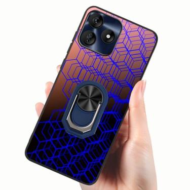 Imagem de Tuxiwei Capa de TPU macio para BLU G64L, Blu G64L 2025 capa de telefone com suporte giratório integrado para dedo anelar | Capa Blu-G64L suporte [magnético para carro] mãos livres | Pintura geométrica