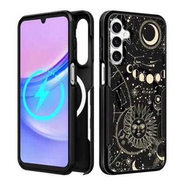 Imagem de LISEVO Capa para celular Samsung Galaxy A14 5G - [Compatível com MagSafe] Capa protetora magnética fofa feminina estética sol lua resistente design à prova de choque para Samsung Galaxy A14 5G