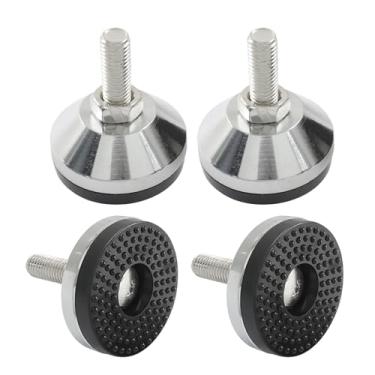 Imagem de PHITUODA Pacote com 4 pés de nivelamento resistentes, nivelador de perna ajustável antiderrapante para móveis, niveladores giratórios de borracha rosqueada para bancada/máquina/armário (D60 x M12 x 40
