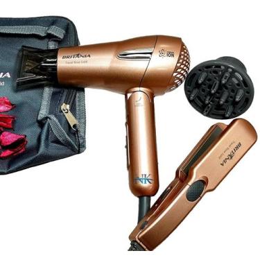 Imagem de Kit Mini Secador De Cabelo Britania 1200w Difusor Chapinha Titanium Pe