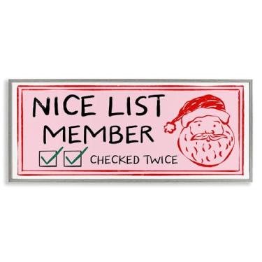Imagem de Stupell Industries Nice List Santa Ticket Gray Framed Giclee Art Design por JJ Design House LLC, 13 x 30