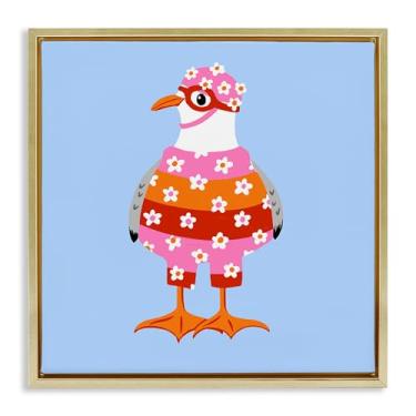 Imagem de Stupell Industries Sassy Seagull Wetsuit Gold Framed Floater Canvas Wall Art Design por Bex Morley Design, 25 x 25