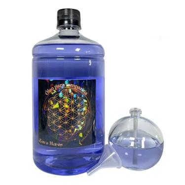 Imagem de Kit Vela Líquida de Vidro Bolinha Decorativa + Fluido de 1 litro + Pavio com Chama Regulável - para Altar/Spa/Casamento/Jantar/Festa/Ritual/Batizado (Lilás)