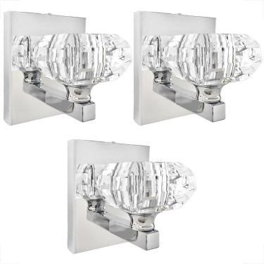 Imagem de Kit 3 Arandela Cristal K9 Prata Espelhado Cindy Lavabo Bet41