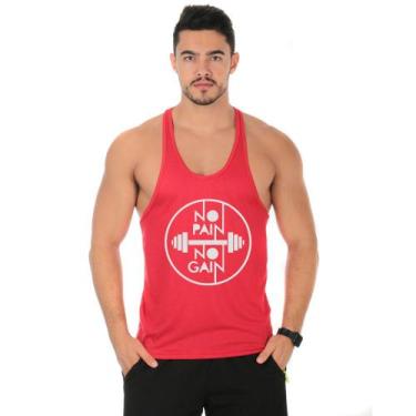 Imagem de Camiseta Regata Cavada Masculino Academia Treino No Pain No Gain - DUM