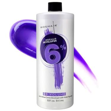 Imagem de MOEHAIR Desenvolvedor de tintura de cabelo 6% de peróxido de hidrogênio | Desenvolvedor de creme de 20 volumes para coloração de cabelo e branqueamento | Ação avançada anti-amarelo | Grau de salão |