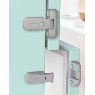 Imagem de Qinzcp Pacote com 2 travas de geladeira atualizadas à prova de segurança para bebês para manter a porta fechada, à prova de crianças, geladeira/freezer para crianças e crianças, sem necessidade de