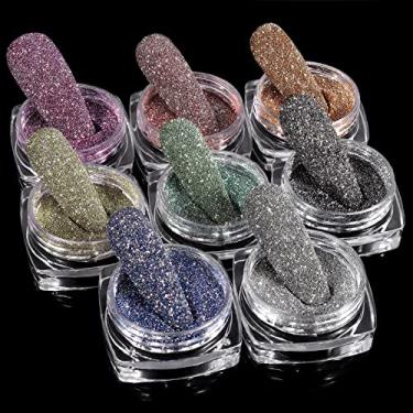 Imagem de Laza 8 cores Coreia Diamante Pó de Unha Brilhante Cristal Brilhante Glitter Holográfico Poeira Laser Prata Brilhante Flocos para Unhas Acrílico Esmalte Arte de Unhas DIY Decoração - Brilho Arco-íris