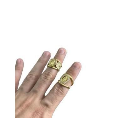 Imagem de 2 Aneis Feminino Nossa Senhora De Aparecida - Banhado A Ouro - Tojoia1
