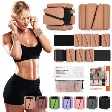 Imagem de Pesos de pulso, pesos de tornozelo para mulheres e homens, pulseira ponderada de pulso ajustável para treino de ginástica em casa, corrida, ioga, exercício, treinamento de força, conjunto de 2 (500 g