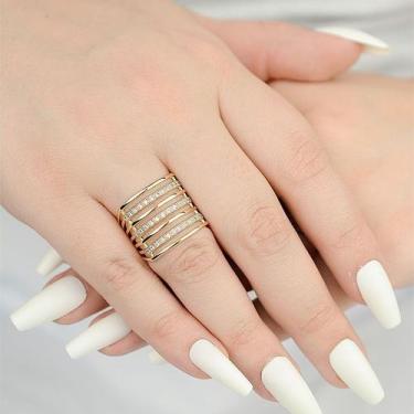 Imagem de Anel Sete Elos com Zircônias Folheado a Ouro 18k - Maise Joias, Folhea