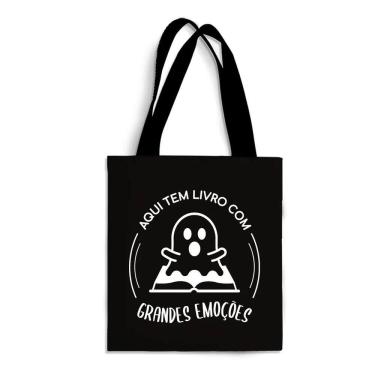 Imagem de Ecobag Média livro book algodão sustentável cru ou preta kindle capa presente natal dia dos professores