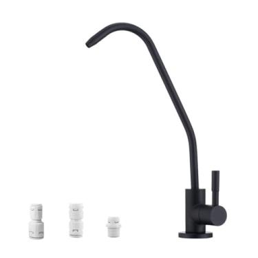 Imagem de BZOOSIU Torneira de água potável, filtro de água de cozinha SUS 304 serve para a maioria dos sistemas de osmose reversa com preto, cartucho de cerâmica embutido pia de barra de cozinha purificador de