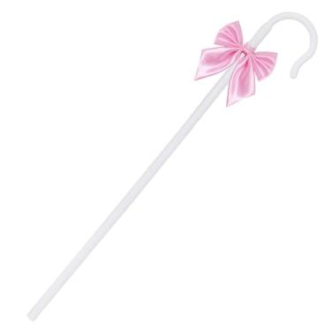 Imagem de Pistha Shepherd Staff Bengala branca e gravata borboleta, gravata borboleta para mulheres, meninas, fantasia de pastora, rosa, One Size