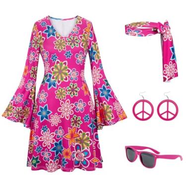 Imagem de Kranchungel Roupas de discoteca dos anos 70 para mulheres: fantasia de discoteca roupas dos anos 70 - vestido de festa fantasia de Halloween para frequentadores de festas de 30 a 40 anos, 33025rose