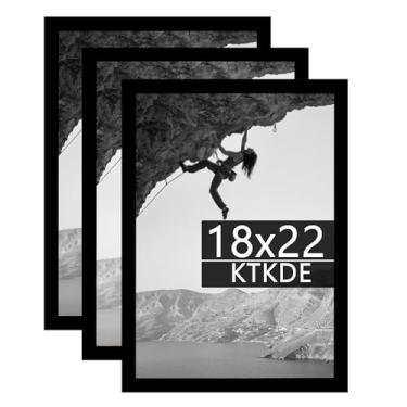 Imagem de KTKDE Moldura para pôster, 45 x 56 cm, pacote com 3, porta-retratos de madeira preta, pôsteres de quebra-cabeças, fotos ou arte de arte, moldura vertical e horizontal para pendurar na parede