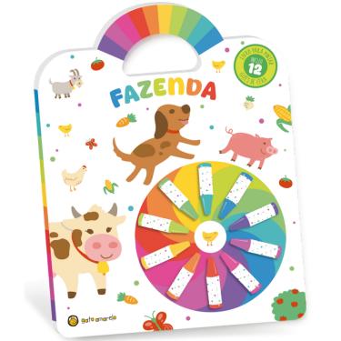 Imagem de Cata-Vento Colorido - Fazenda: Livro Para Pintar C/ 12 Giz De Cera