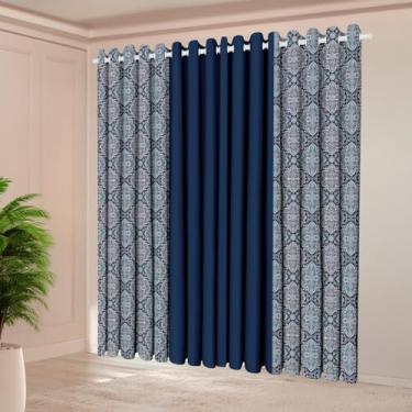 Imagem de Cortina Florata Estampada, 2,00 m x 1,40 m, Poliéster, para Sala, Quarto, Cozinha, Decorativa (MARROCOS)