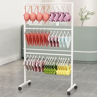 Imagem de Loja De Varejo Garment Rack Cabide De Roupas Underwear Rack Shorts Display Bra Stand Organizador De Roupas Com Rodas E Prateleiras De 3 Camadas Para Quarto Boutique Cloth S, Gold, 80×40×135CM