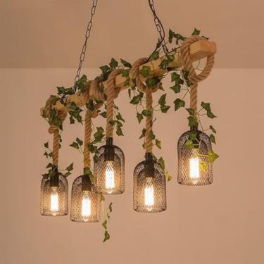 Imagem de Luz Pingente Estilo Retro Country Com Design Criativo | Ideal Para Restaurante, Bar, Cafeteria, Loja De Roupas, Caixa E Balcão (A 5 luzes)