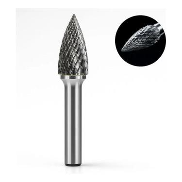 Imagem de 2X Lima Rotativa Metal Duro Cônica 10 X 20 Haste 1/4