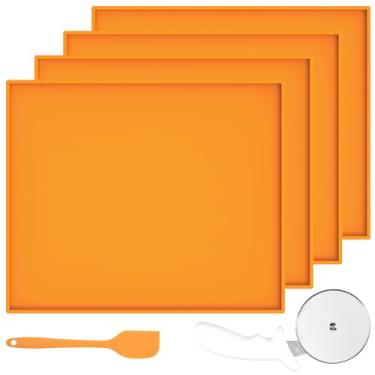 Imagem de 4 peças de folhas desidratadoras de silicone, tapetes desidratadores com borda para frutas, couro, frutas, carne, legumes, ervas, antiaderentes, reutilizáveis, bandejas desidratadoras para carne com